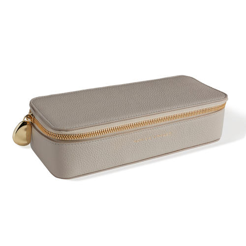 Leather Large Leather Jewellery Box - Pebble Grey
