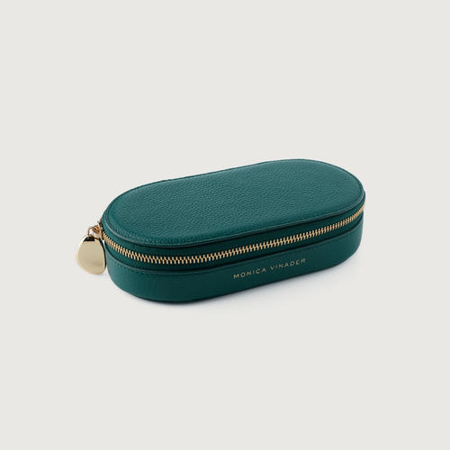 Leather Oval Leather Jewellery Box - Avocado