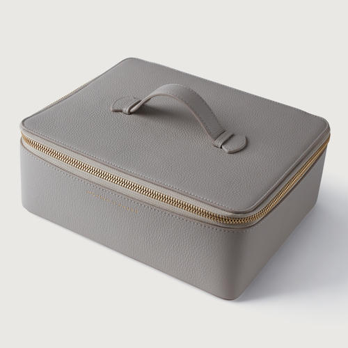 Leather Extra Large Leather Jewellery Box - Pebble Grey