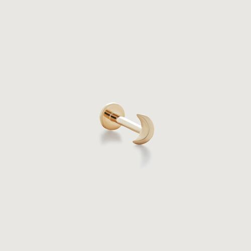 Gold Crescent Moon Flat Back Piercing Stud