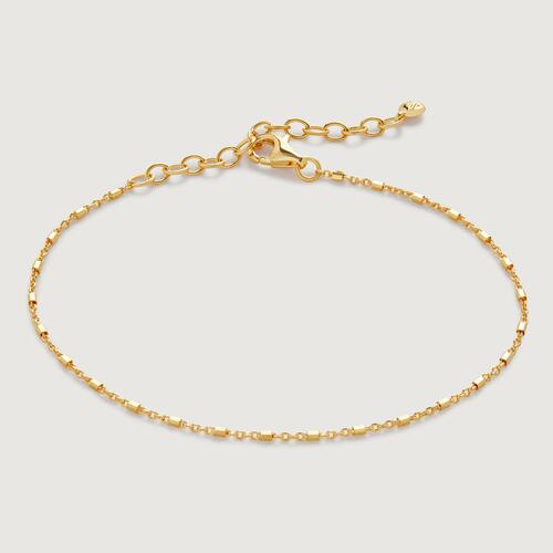 Gold Vermeil Barrel Station Chain Bracelet