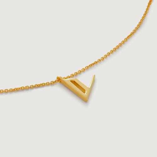 Gold Vermeil Initial V Chain Necklace