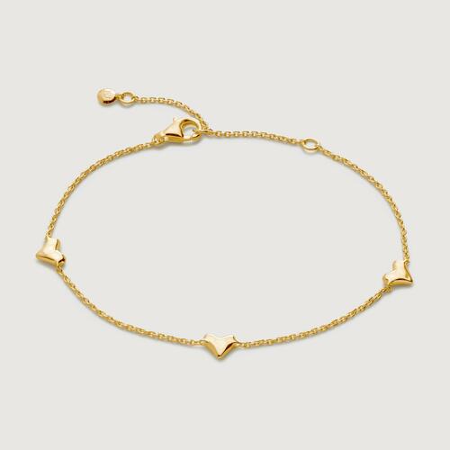 Gold Vermeil Heart Station Chain Bracelet