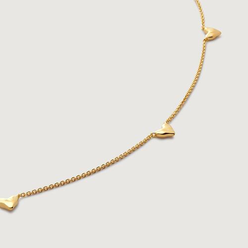 Gold Vermeil Heart Station Chain Necklace