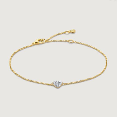 Gold Vermeil Heart Diamond Chain Bracelet - Lab Grown Diamond