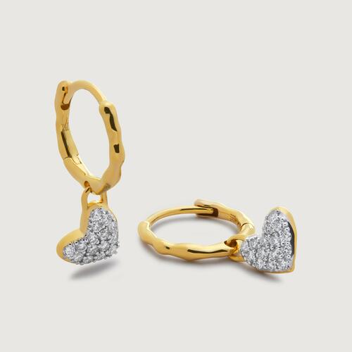 Gold Vermeil Heart Diamond Huggie Earrings - Lab Grown Diamond