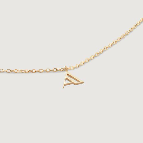 Gold Mini Initial A Chain Necklace