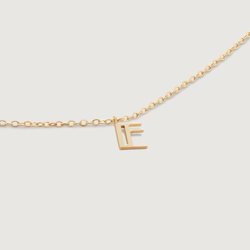 Gold Mini Initial E Chain Necklace