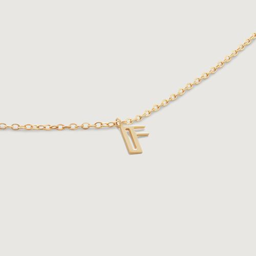Gold Mini Initial F Chain Necklace