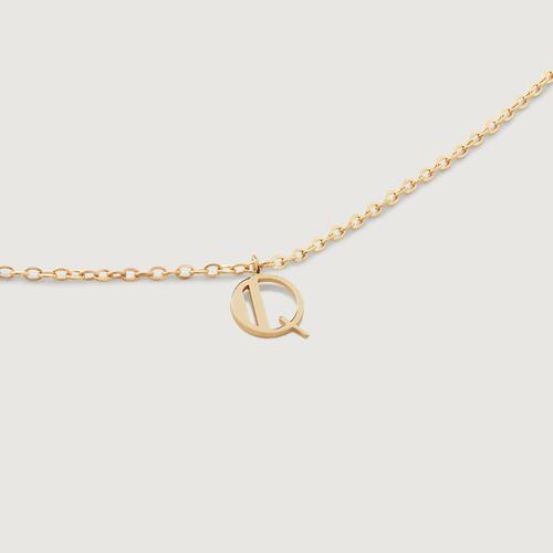 Gold Mini Initial Q Chain Necklace