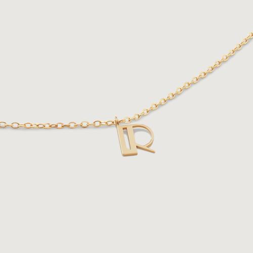 Gold Mini Initial R Chain Necklace