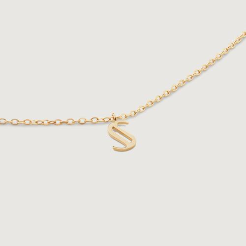 Gold Mini Initial S Chain Necklace