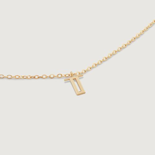 Gold Mini Initial T Chain Necklace