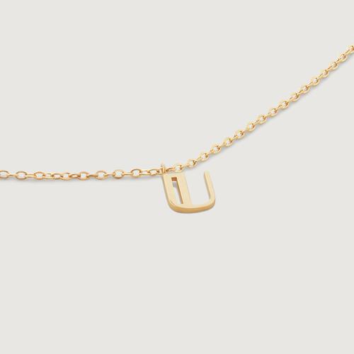 Gold Mini Initial U Chain Necklace