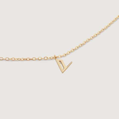 Gold Mini Initial V Chain Necklace