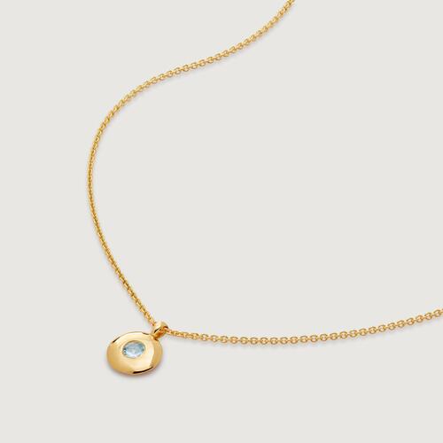 Gold Vermeil March Birthstone Chain Necklace - Aquamarine