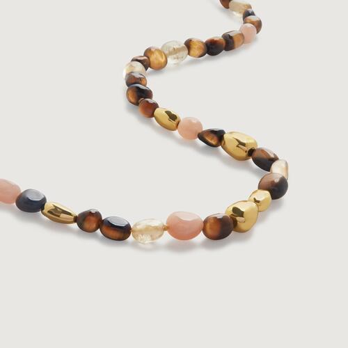 Gold Vermeil Rio Multi Gemstone Beaded Necklace - Tigers Eye