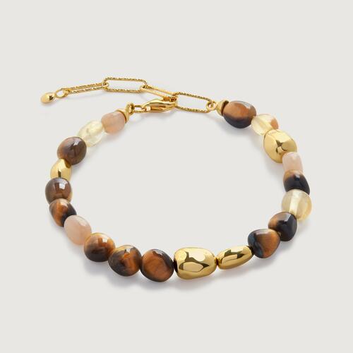 Gold Vermeil Rio Multi Gemstone Beaded Bracelet - Tigers Eye