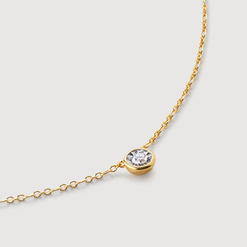 Gold Vermeil Solitaire Diamond Large Chain Necklace - Lab Grown Diamond