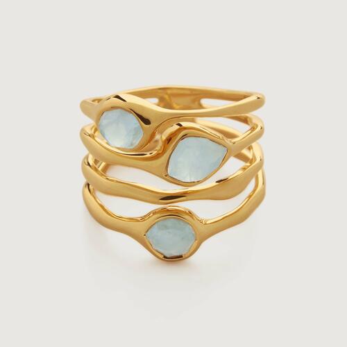 Gold Vermeil MV Siren™ Gemstone Stacked Ring - Aquamarine