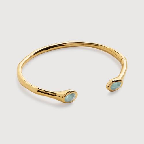 Gold Vermeil Odyssey Gemstone Open Cuff - Aquamarine