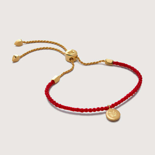 Gold Vermeil Linear Disc Friendship Bracelet - Coral