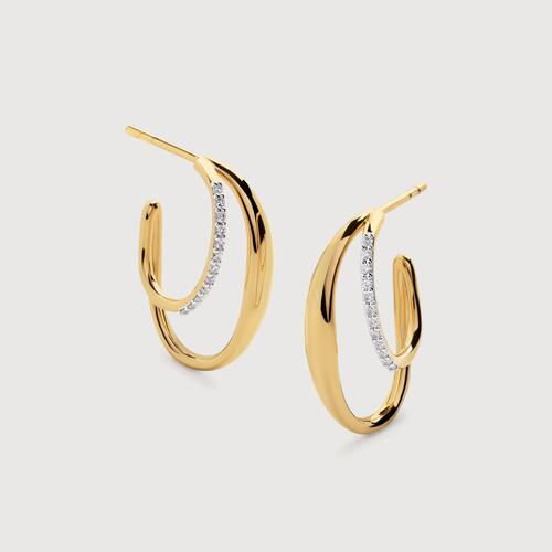 Gold Vermeil Nura Wrap Diamond Medium Hoop Earrings - Lab Grown Diamond