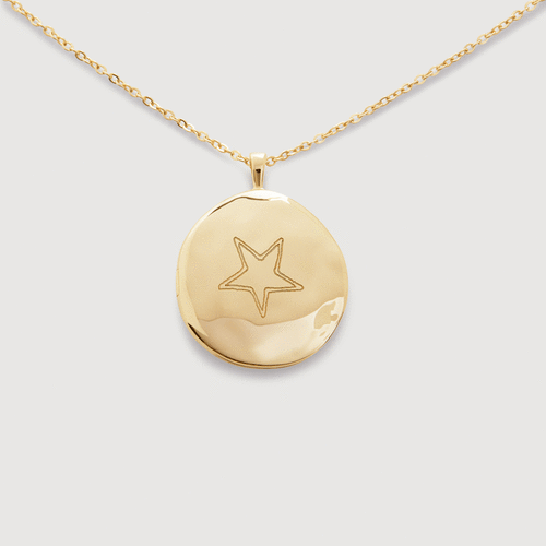 Gold MV Siren™ Round Locket Necklace