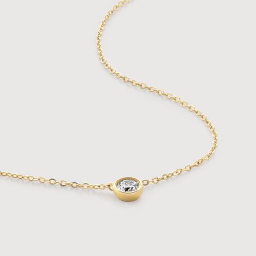 Gold Solitaire Diamond Small Chain Necklace - Lab Grown Diamond