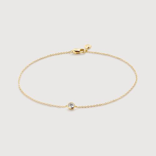 Gold Lab Grown Diamond Solitaire Chain Bracelet - Lab Grown Diamond