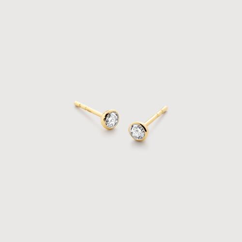 Gold Solitaire Diamond Stud Earrings - Lab Grown Diamond