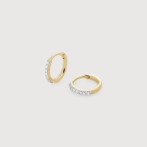 Gold Pavé Diamond Mini Huggie Earrings - Lab Grown Diamond