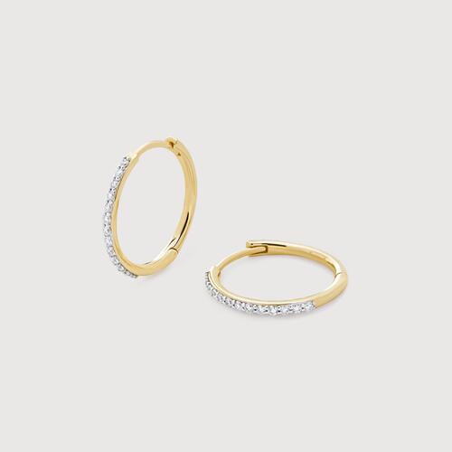 Gold Pavé Diamond Small Hoop Earrings - Lab Grown Diamond