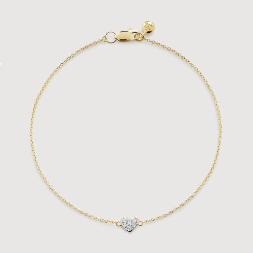 Gold Mini Heart Diamond Chain Bracelet - Lab Grown Diamond