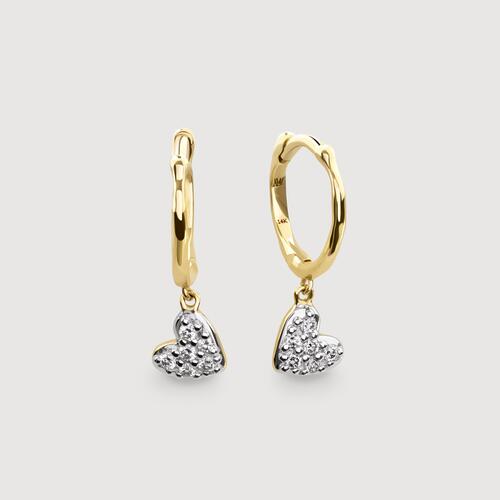 Gold Heart Diamond Mini Huggie Earrings - Lab Grown Diamond