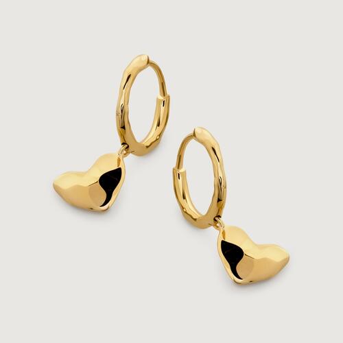 Gold Vermeil Heart Drop Huggie Earrings