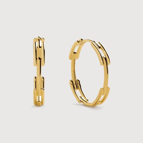 Gold Vermeil Signature Link Medium Hoop Earrings