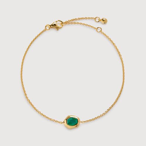 Gold Vermeil Odyssey Gemstone Chain Bracelet - Green Onyx