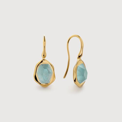 Gold Vermeil Odyssey Gemstone Wire Earrings - Aquamarine