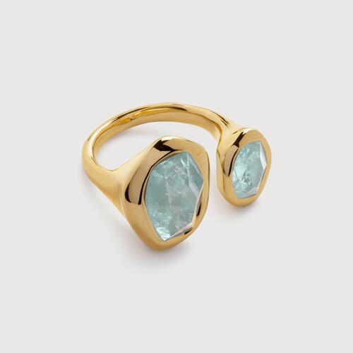 Gold Vermeil Odyssey Gemstone Open Ring - Aquamarine