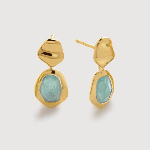 Gold Vermeil Odyssey Gemstone Small Drop Earrings - Aquamarine
