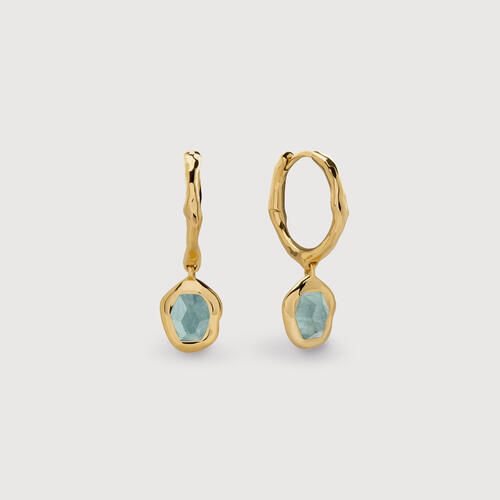 Gold Vermeil Odyssey Gemstone Huggie Earrings - Aquamarine