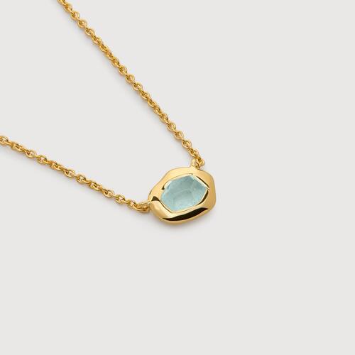 Gold Vermeil Odyssey Gemstone Small Chain Necklace - Aquamarine