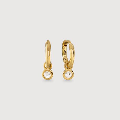 Gold Vermeil Gemstone Mini Huggie Earrings - White Topaz