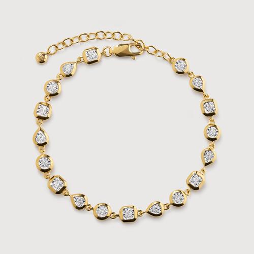 Gold Vermeil Bezel Diamond Chain Bracelet - Lab Grown Diamond Solitaire Chain Bracelet - Lab Grown Diamond