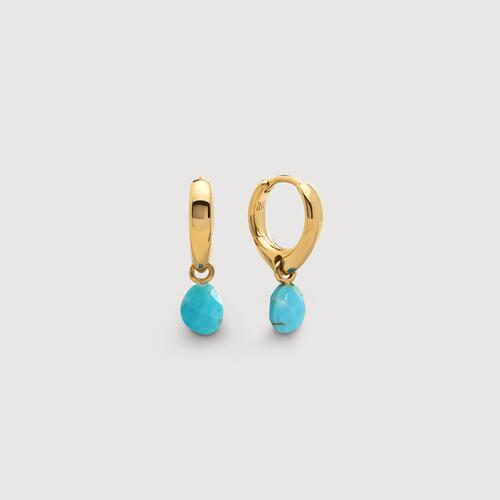 Gold Vermeil Nura Gemstone Huggie Earrings - Turquoise