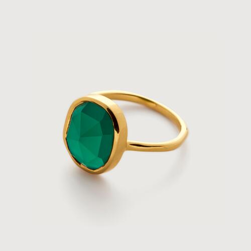 Gold Vermeil MV Siren™ Gemstone Medium Ring - Green Onyx