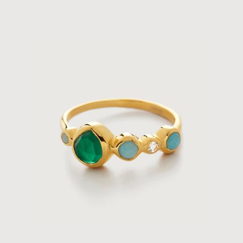 Gold Vermeil MV Siren™ Bezel Multi Gemstone Ring - Green Onyx