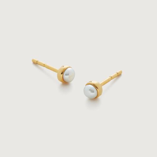 Gold Vermeil Mini Pearl Stud Earrings - Pearl