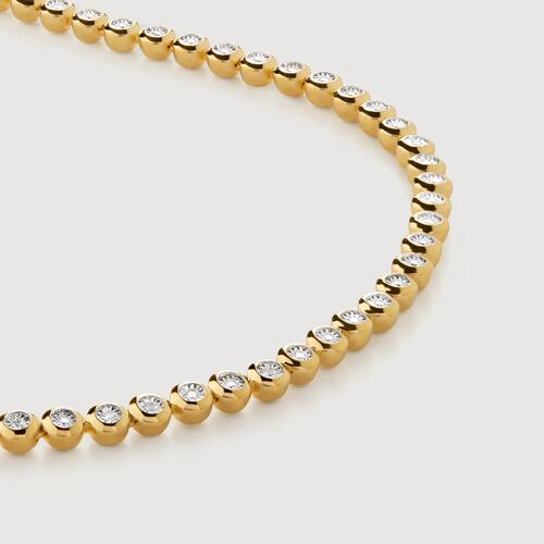 Gold Vermeil Round Diamond Tennis Necklace - Lab Grown Diamond